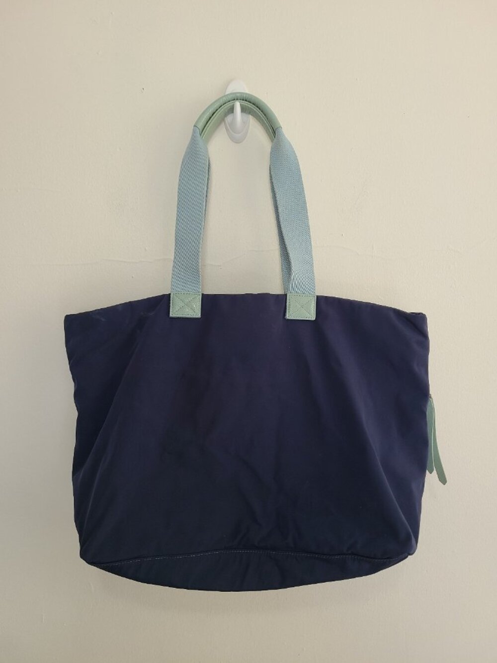 Tory Burch Nylon Tote Bag Navy Blue Shoulder Bag - Picture 2 of 9
